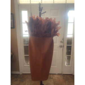 Women's NOVA LUXE Brown Feather Strapless Dress 2X